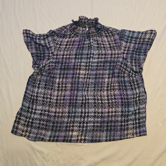 Torrid mock neck houndstooth chiffon top 00 - Picture 1 of 6